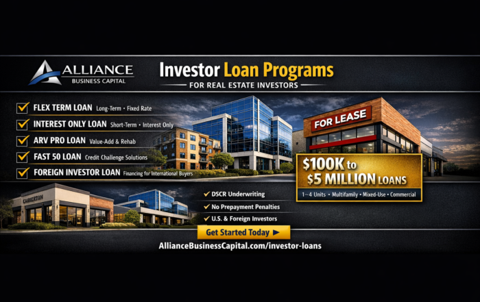 Alliance Business Capital offers Investor Loan Programs